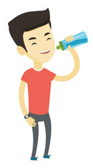 Sticker - Sportive man drinking water vector illustration.