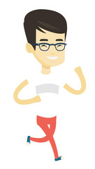 Sticker - Young man running vector illustration.