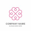 Geometric Heart Love Motif Pattern Clover Flower Cosmetic Beauty Fashion Business Company Stock Vector Logo Design Template