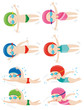 Kids doing different swimming strokes