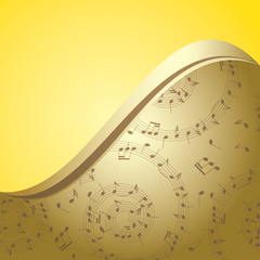 bright golden music background with gradient - vector