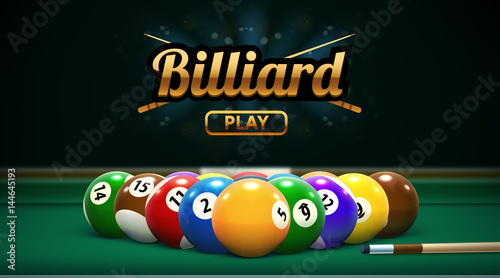 Fotomural billiard table front view balls sport theme