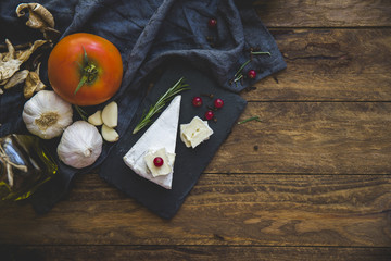 Soft french cheese of camembert and other types