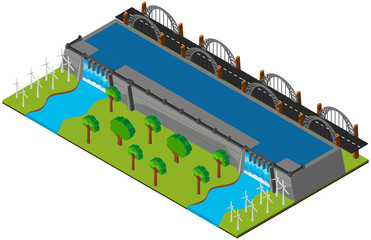 dam and road in 3d design