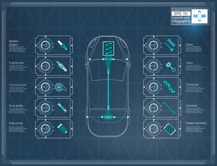 Poster - Futuristic user car interface. HUD UI. Abstract virtual graphic touch user interface. Cars infographic.  Vector illustration.