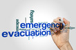 Emergency evacuation word cloud concept on grey background