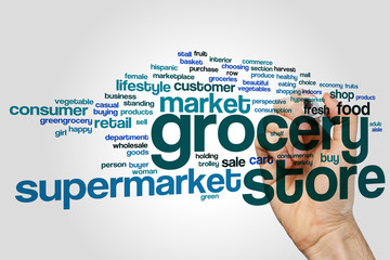 Wall Mural - Grocery store word cloud