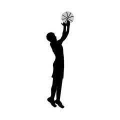 Poster - black silhouette man playing basketball vector illustration