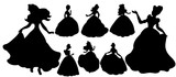Vector, collection of silhouettes of princess