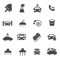 Canvas Print - Vector black car wash icons set