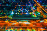Fototapeta  - The image of the night city from the height of a bird's flight.