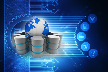 Poster - 3d rendering Database storage illustration