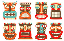 Set Of Tiki Tribal Mask