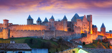 Castle In Sunset Time.  Carcassonne