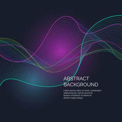 Poster - Vector abstract background with a dynamic waves and particles