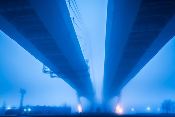 Wall Mural - night view of the bridge and city