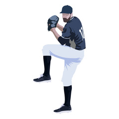 Wall Mural - Baseball player, abstract vector illustration, front view