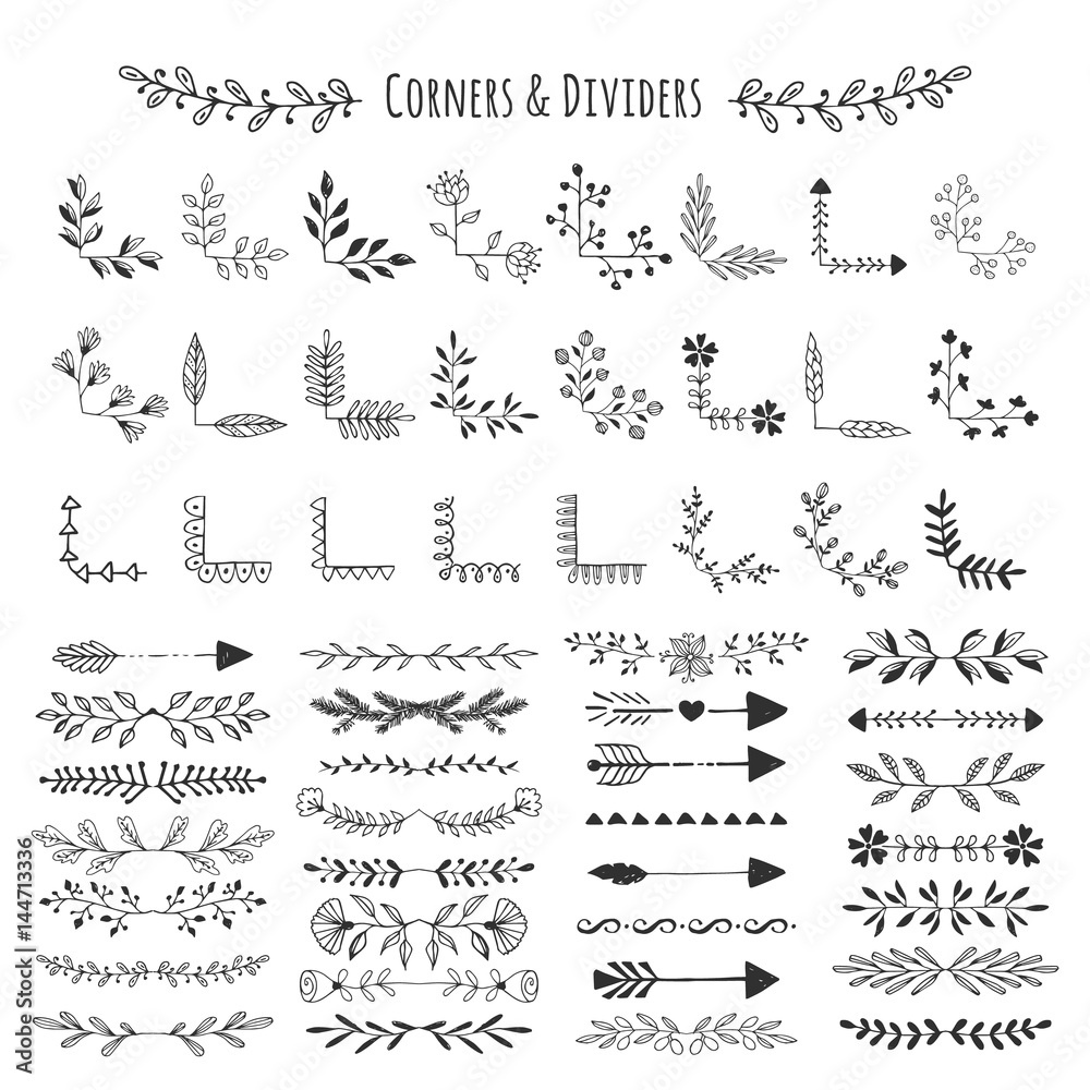 Vector corners and dividers. Isolated. Stock Vector | Adobe Stock