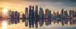 canvas print picture - Die Skyline von Doha in Katar bei Sonnenuntergang