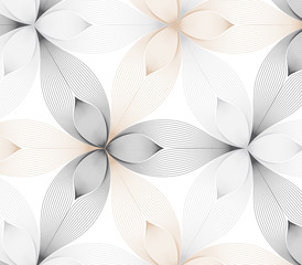 Wall Mural - flower pattern vector, repeating linear petal of flower, monochrome stylish