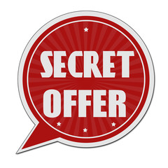 Sticker - Secret offer red speech bubble label or sign