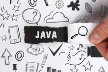 Business, Technology, Internet And Network Concept. Young Businessman Shows The Word: Java