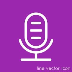 Wall Mural - microphone line icon, audio recording symbol