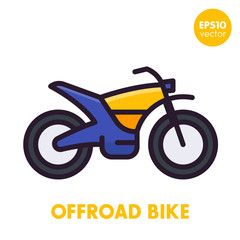 Sticker - offroad bike, motorcycle icon in flat style with outline