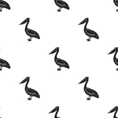 Wall Mural - Pelican icon in black style isolated on white background. Bird pattern stock vector illustration.