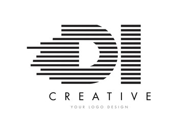 DI D I Zebra Letter Logo Design with Black and White Stripes