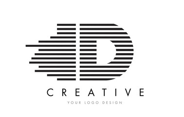 ID I D Zebra Letter Logo Design with Black and White Stripes