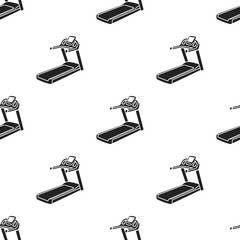 Treadmill icon in black style isolated on white background. Sport and fitness pattern stock vector illustration.