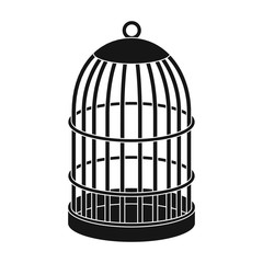 Metal cage for birds.Pet shop single icon in black style vector symbol stock illustration web.