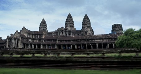 Sticker - Timelapse Abstract of Tourists Visiting the Famous Angkor Wat in Cambodia