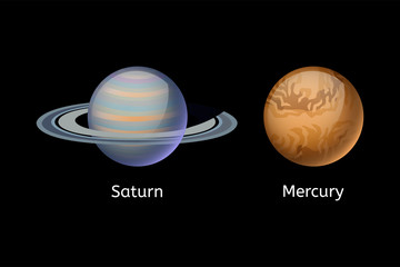 Wall Mural - High quality mercury galaxy astronomy saturn planet science globe cosmos star vector illustration.