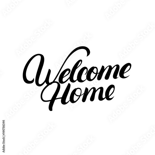 Pinturas sobre lienzo Welcome home hand written lettering.