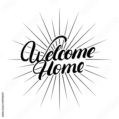Pinturas sobre lienzo Welcome home hand written lettering.