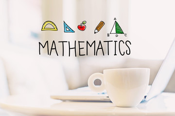 Mathematics concept with a cup of coffee