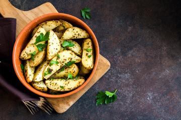 Canvas Print - Baked potato wedges