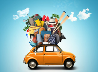 Wall Mural - vacation and travel, a huge pile of things for the holiday