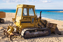 Beach Renovation With Heavy Excavator Machine, Cyprus