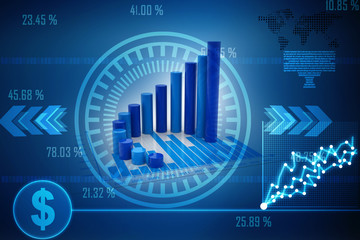 Poster - 3d rendering Stock market online business concept. business Graph 