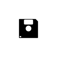 Pictogram Diskette Or Floppy Disk Icon. Black Icon On White Background.