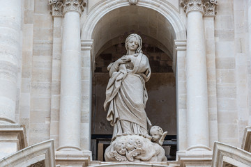 Sticker - Our Lady sculpture on Syracuse Cathedral, Ortygia isle, Sicily Island in Italy