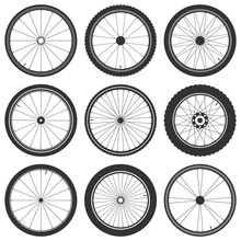 Bicycle Wheel Symbol,vector. Bike Rubber. Mountain Tyre. Valve. Fitness Cycle.MTB. Mountainbike.