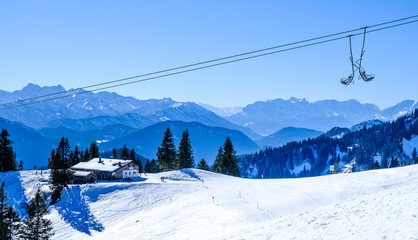 Canvas Print - ski lift chairs