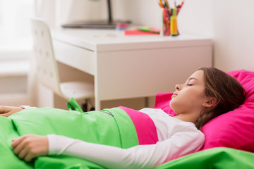 Poster - girl sleeping in her bed at home