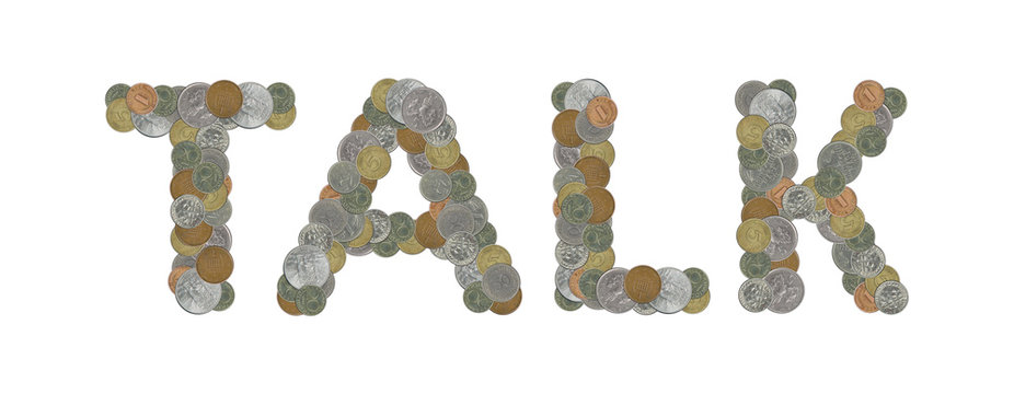 TALK – Coins on white background