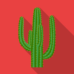 Wall Mural - Mexican cactus icon in flat style isolated on white background. Mexico country symbol stock vector illustration.