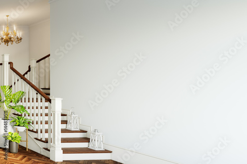 mock up wall interior. Scandinavian style. Wall art. 3d rendering, 3d illustr...